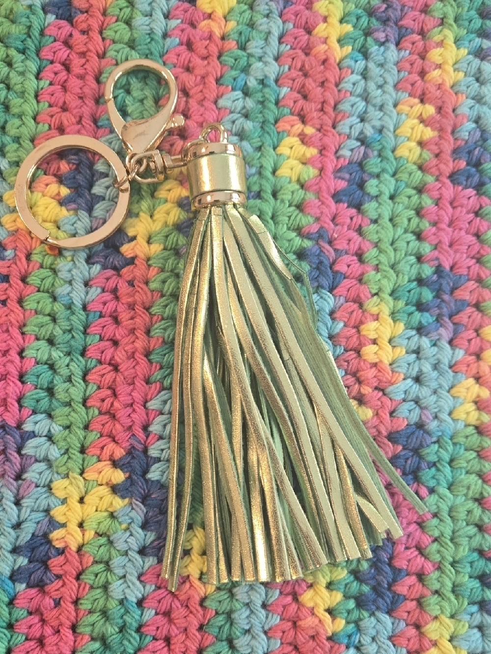 New Gold/Green Tassle Purse Charm Or Keychain